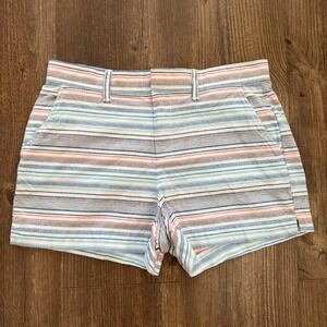 Gap Chino Shorts Womens 2 Multi-Color Striped 100% Cotton Mid Rise Casual Summer